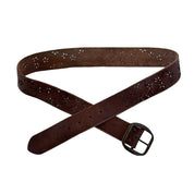 Y2K Leather Floral Cutout Belt (M)