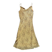 Sequin Leopard Print Silk Midi Dress (s)