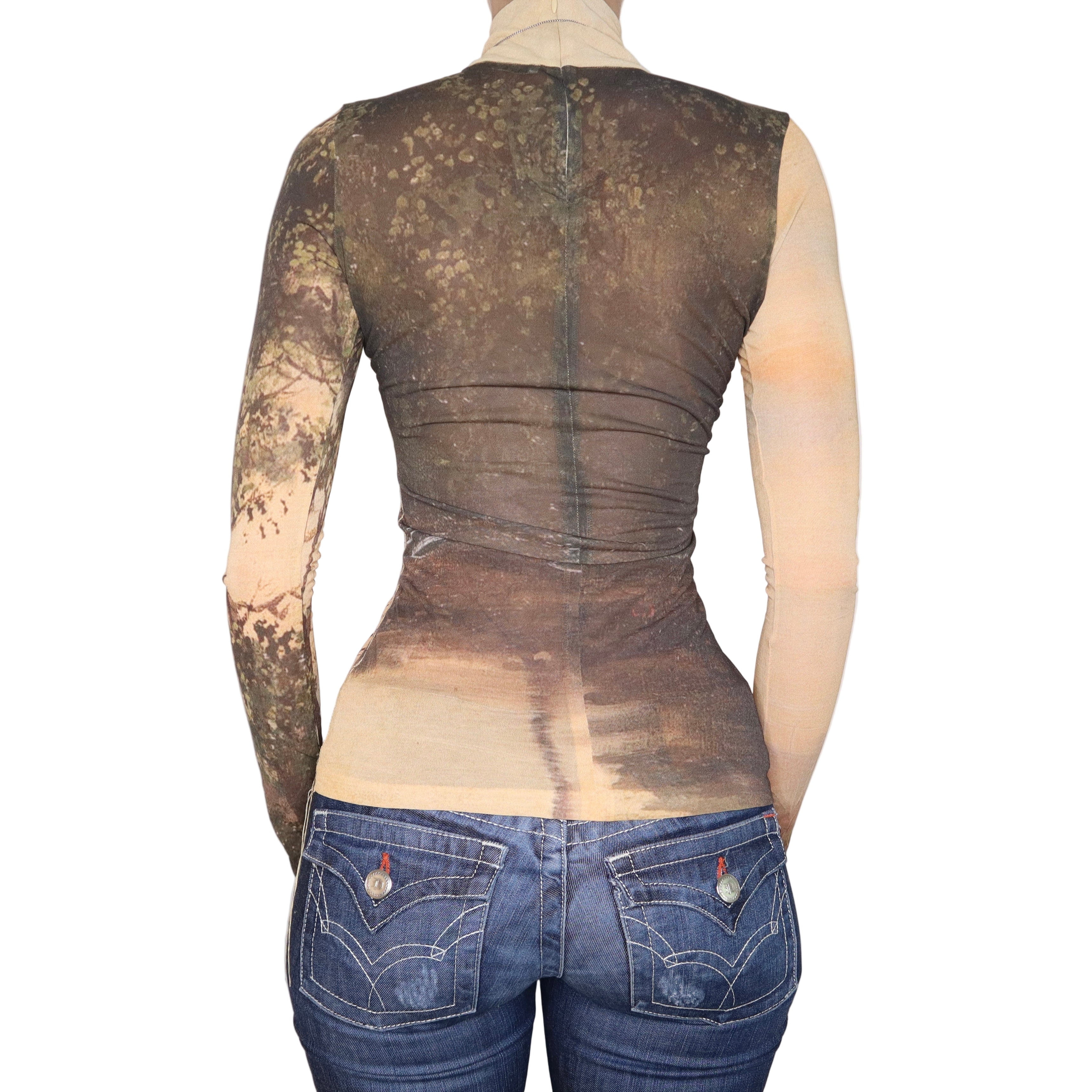 ACNE STUDIOS Tree Print Mesh Turtleneck Top (XS/S) – Holy Thrift