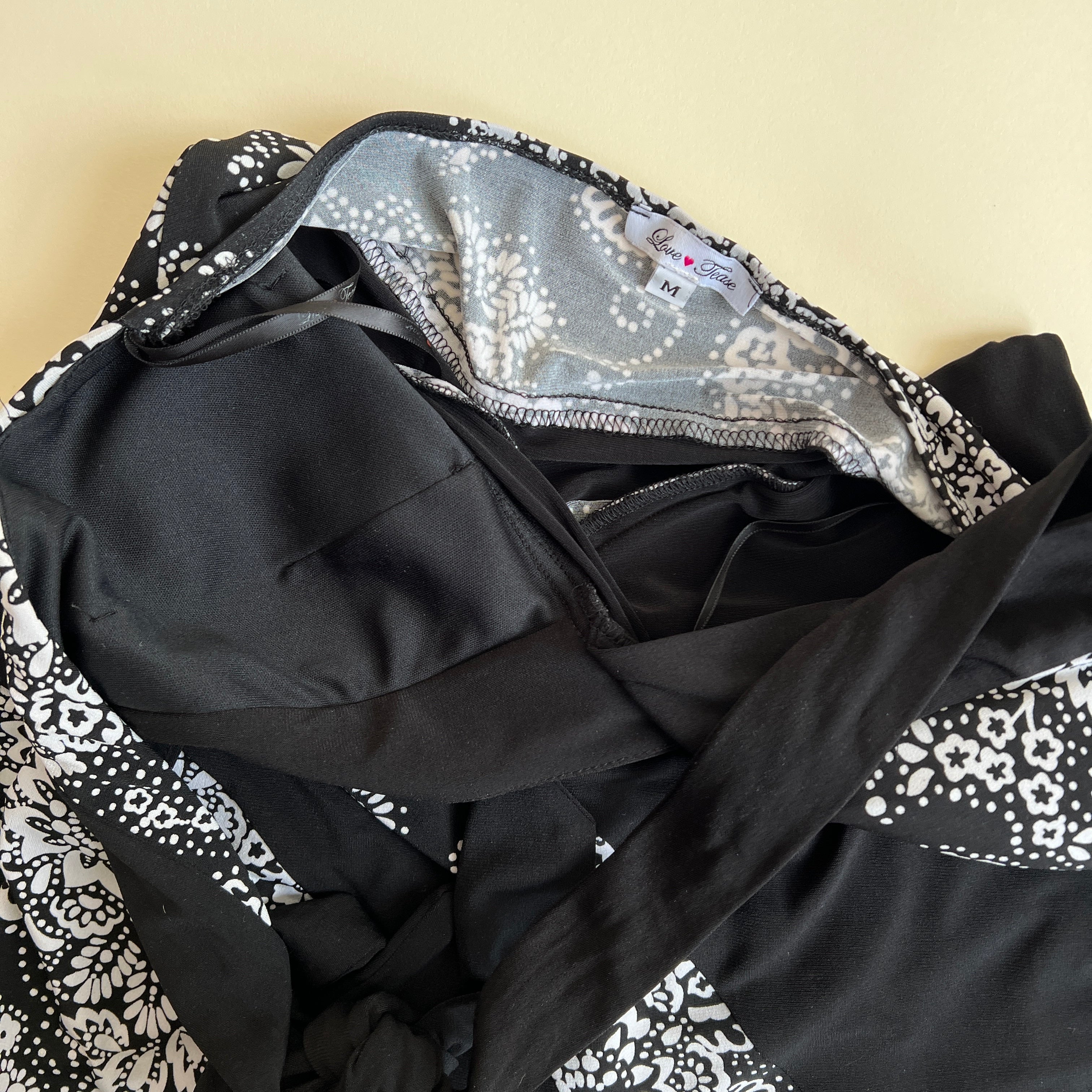 00s b&w print midi halter dress (M)