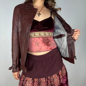 rosewood brown fitted leather jacket (m)