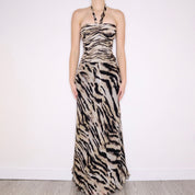 Y2K Silk Animal Print Gown (XS)