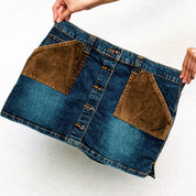 Corduroy & Denim Mini Skirt (M)