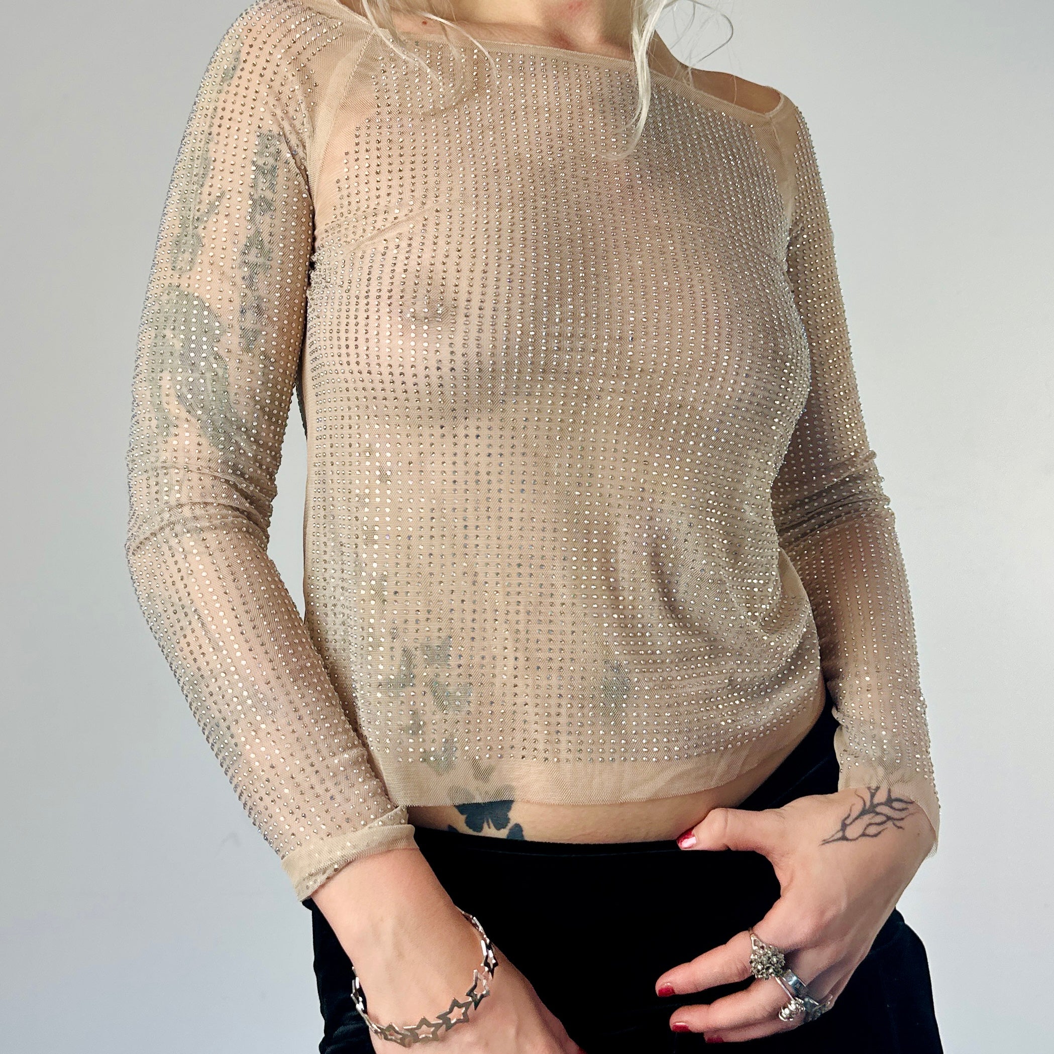 Nude Mesh Crystal Longsleeve (XS)