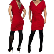 Slinky Red Ruched Early 2000s Dress (S)