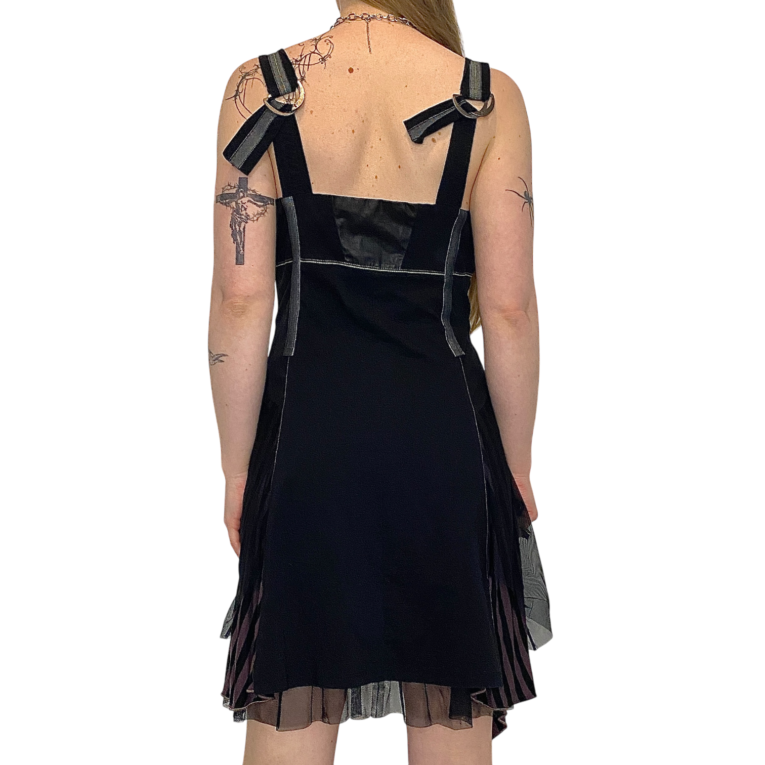 Vintage Parisian Gothic Utility Midi Dress (M)