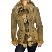 Vintage Italian Fur Trim Coat (XS/S)