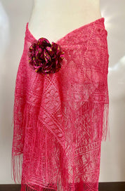 Hot pink poncho with flower accessories