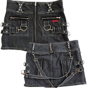 Tripp NYC X-Strap Zip-Off Denim Skirt