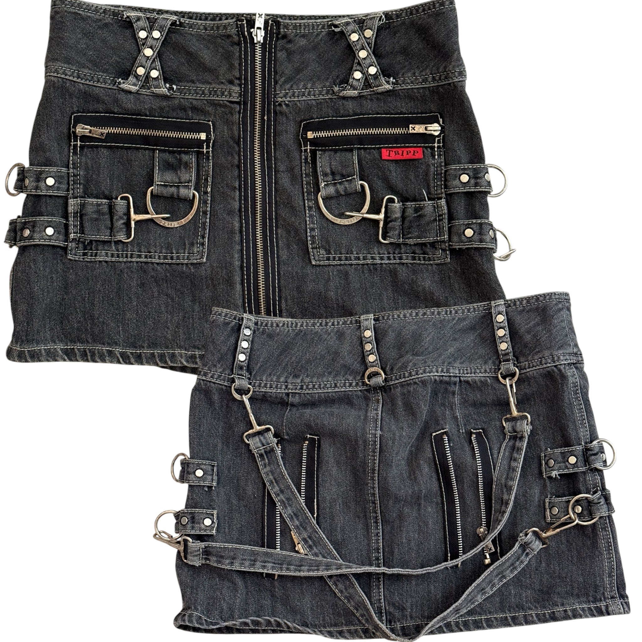 Tripp NYC X-Strap Zip-Off Denim Skirt