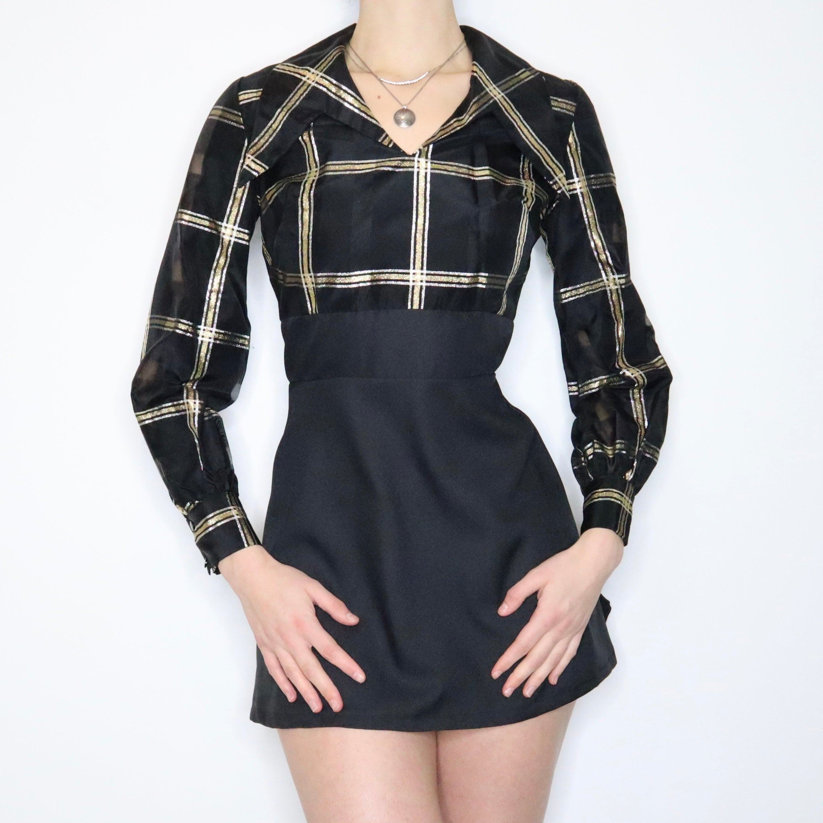 70s Statement Collar Mini Dress (S)
