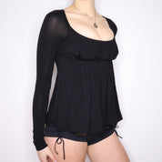 Y2K MISS SIXTY Black Babydoll Bubble Top (XS)