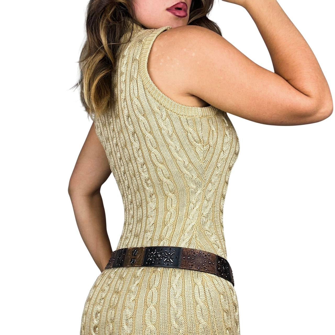Vintage Studded Leather Patchwork Belt