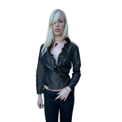 Vintage European Ruffle Romantic Gothic Wrap Top (M)