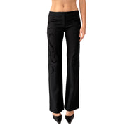 Y2K Beaded Noir Trousers (XS)