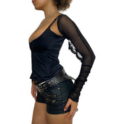 Vintage Mesh Black Lace Bolero Shrug (S)
