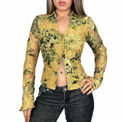 Early 2000s Floral Lace Button Up (S)