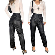 90s Leather Straight Leg Pants (S)