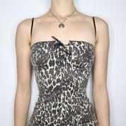 Y2K Sexy Bodycon Leopard Print Corset Dress (XS)