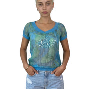 Vintage Nolita NYC Silk Sequin Mesh Top (S)