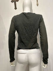 Y2K Italian Graphic Print Mesh Longsleeve (S)
