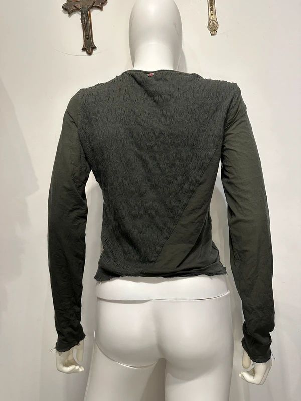 Y2K Italian Graphic Print Mesh Longsleeve (S)