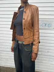 Vintage Brown Buckle Italian Leather Jacket (S)