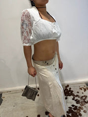 True Vintage Linen Milkmaid Maxi Skirt (M/L UK 14 small 16)
