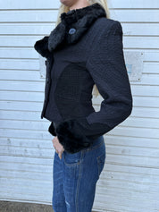 Vintage Custo Barcelona Black Cropped Coat (XS)