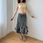 Vintage Euro Denim & Sequin Skirt (XS/S)