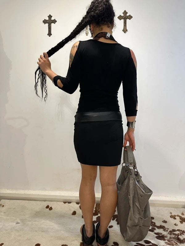 Vintage Black Subversive Avant Garde Mini Dress (S)