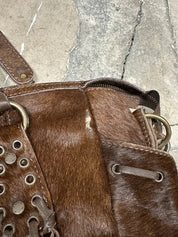 Vintage Ponyhair IKKS Boho Chic Eyelet Hand Bag