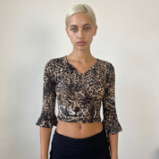 Vintage Leopard Print Mesh Top (S) ⠀