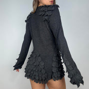 Early 2000s Grey Ruffle Cardigan (M)