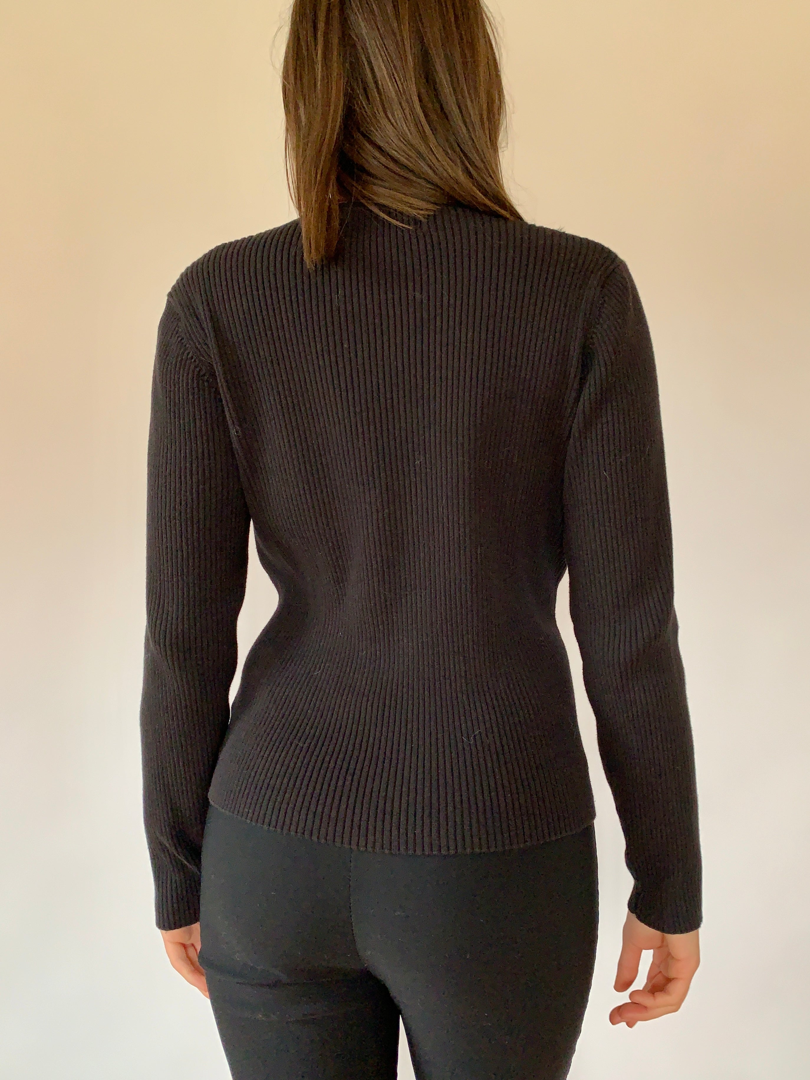 Vintage Ribbed Cotton Cardigan - Medium