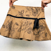 90s Floral Corduroy Mini Skirt - Small