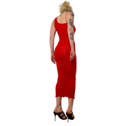 Bow Print Sheer Asymmetrical Dress