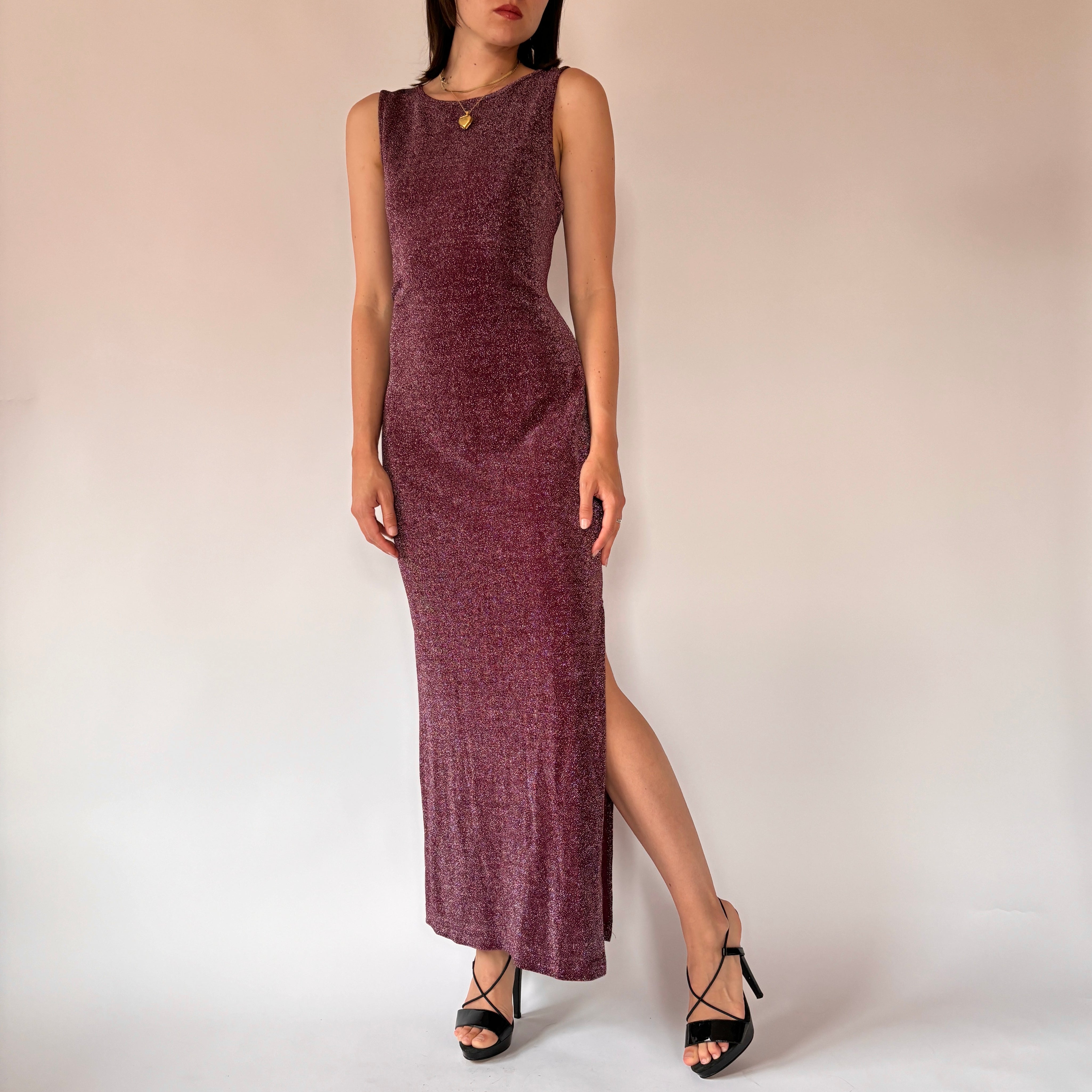 90s glitter dress Francoise | White Cowl Neck Backless Maxi Dress With Lace Insert main image 1