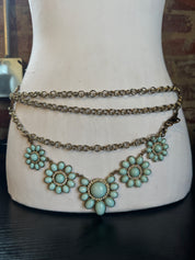 Turquoise Flower Chain Belt