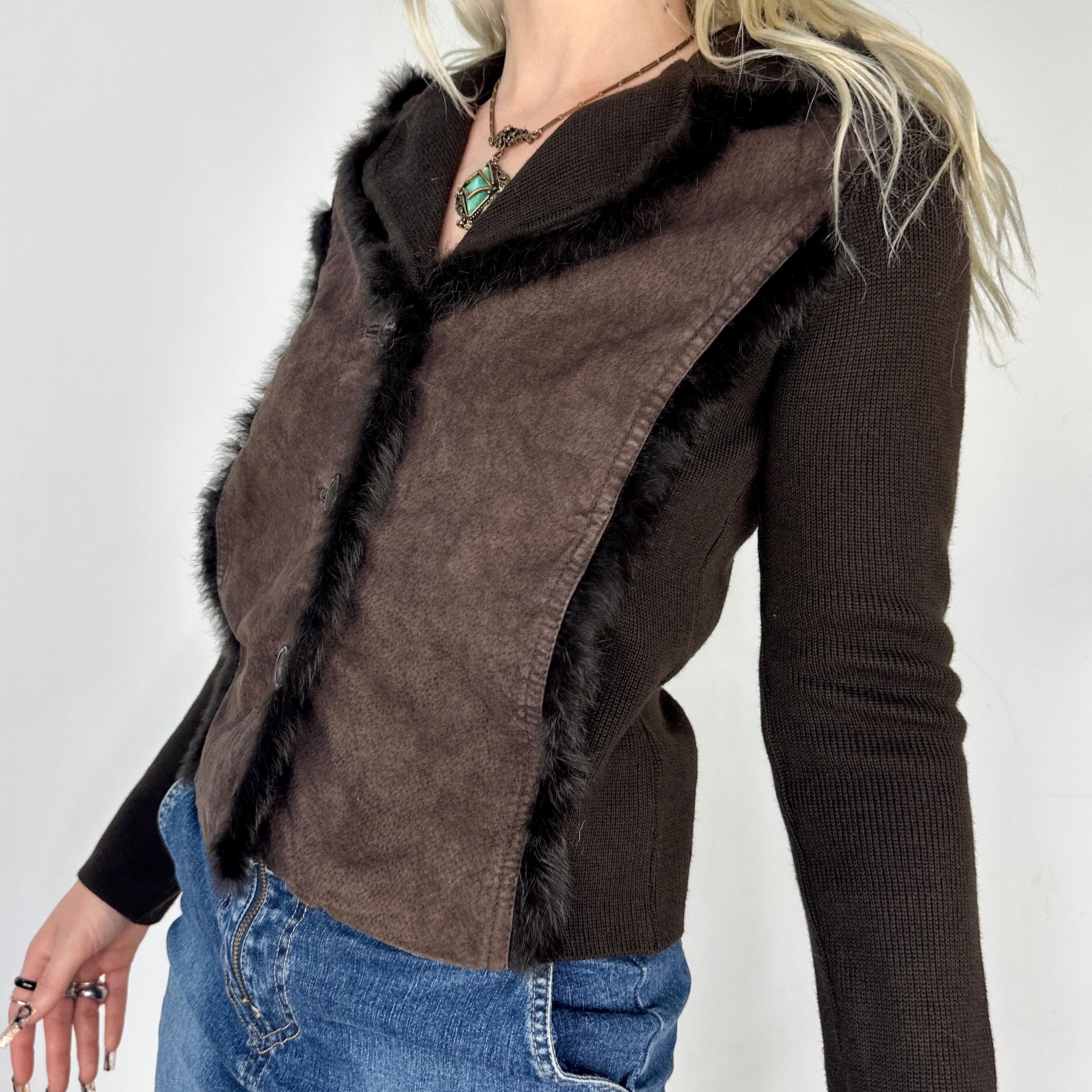 Vintage Leather Sweater (S/M)