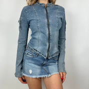 Vintage 00s Guess Moto Style Denim Jacket (s/m)