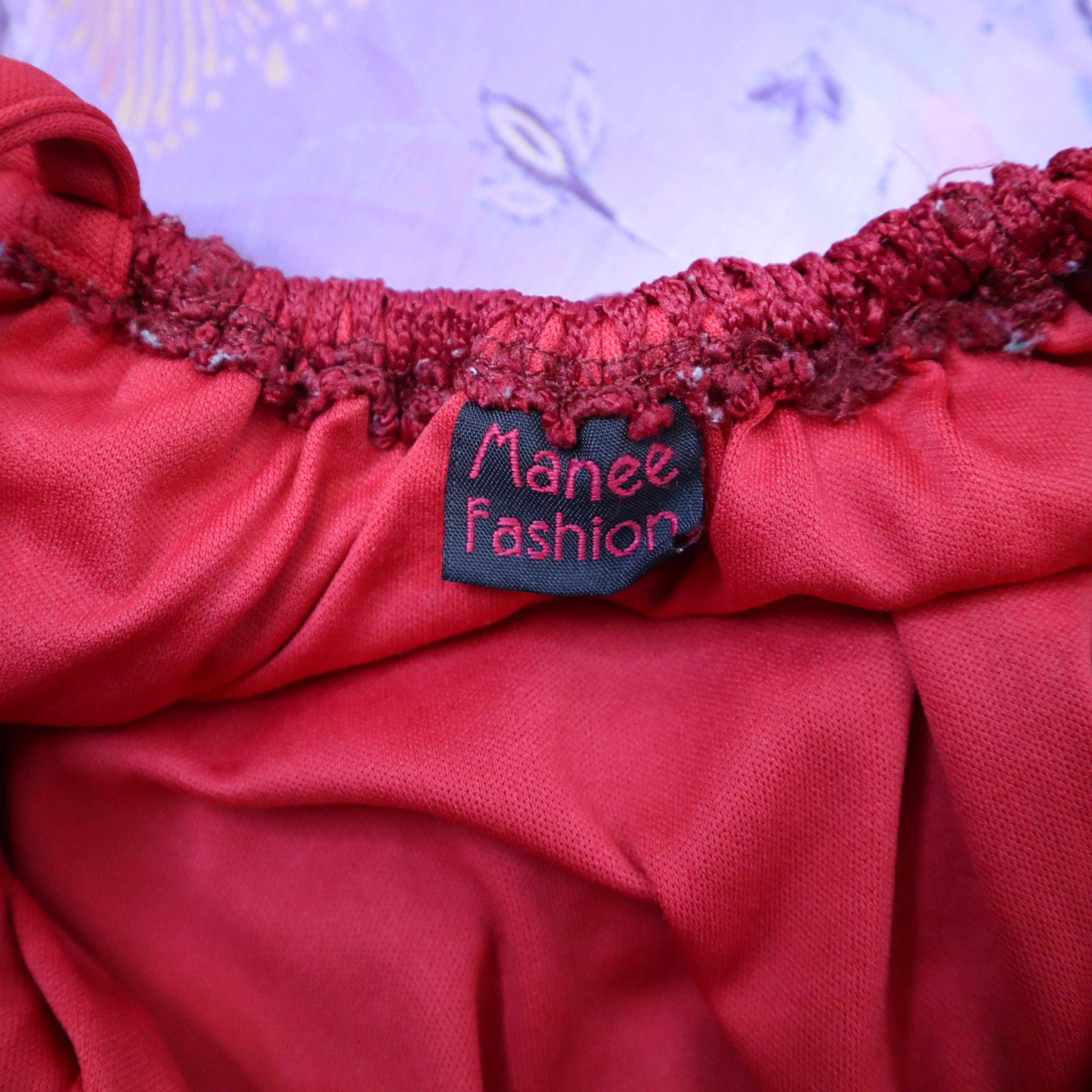 Y2K Red Crochet Slit Maxi Dress (S)