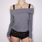 Y2K ESPRIT Gray Off the Shoulder Top (M)