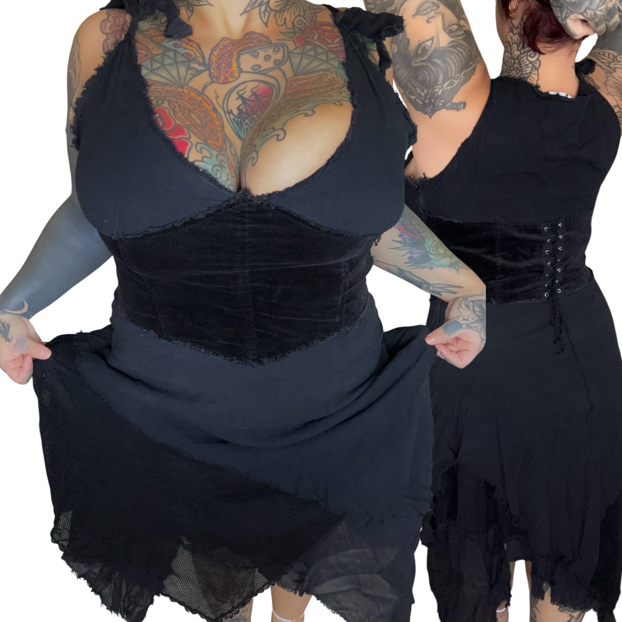 Lip Service Hanky Hem Layered gothic dress (XL)