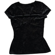 Euro vintage black crushed-velvet babydoll top (S)