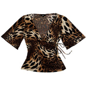 Y2K Slinky Leopard Top (L)