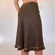 2000s Tweed Office Midi Skirt (S/M)