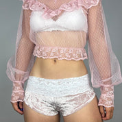 Velvet Fold-Over Mini Shorts (M)