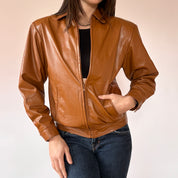 90s Cognac Leather Jacket (XS)