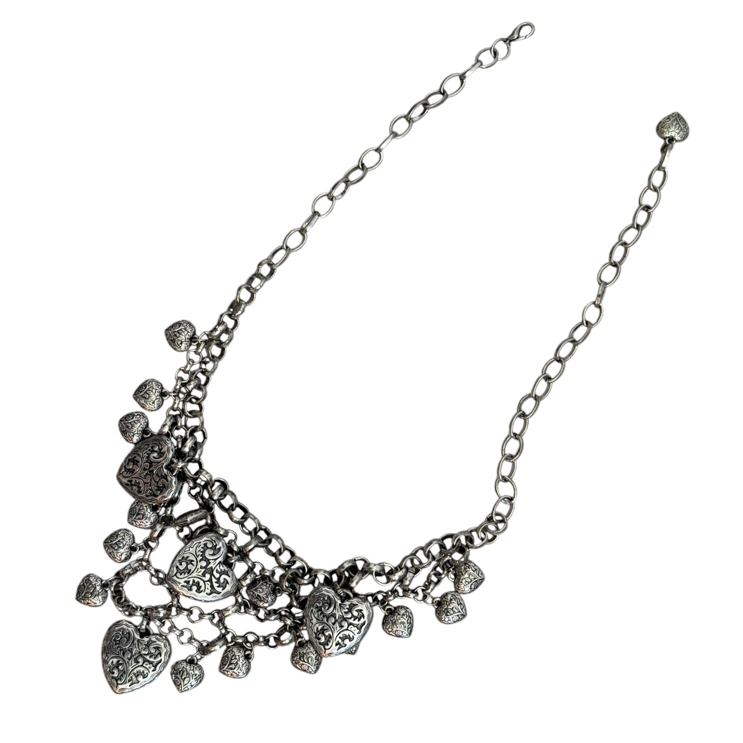 Vintage silver tone heart necklace